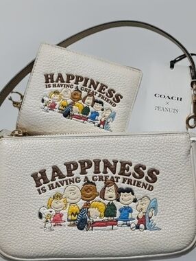 NWT Coach X Peanuts Nolita 19 CBM76 bag & Snap Wallet Happiness Charlie Brown